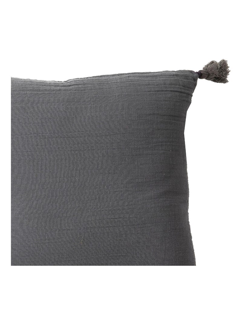 Coussin en double gaze de coton 'Deko&co' Gris foncé - Kiabi