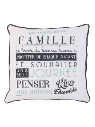 Coussin EN FAMILLE Noir/Blanc Profitez de chaque instant