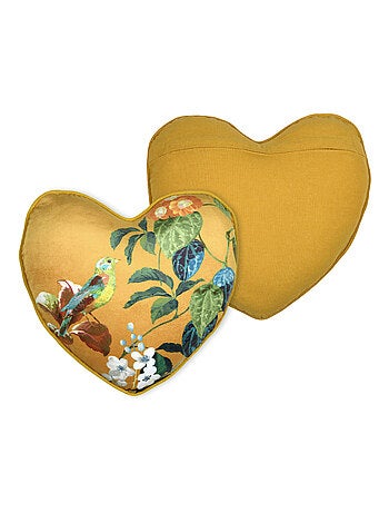 Coussin en forme de cœur à motif végétal
