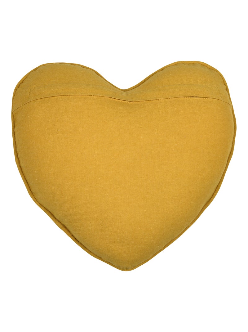 Coussin en forme de cœur à motif végétal Jaune moutarde - Kiabi
