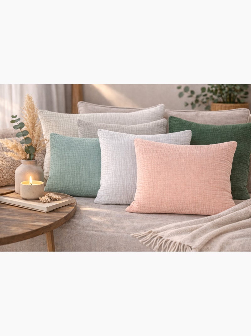Coussin en gaze de coton - 30x50 / vert amande Vert clair - Kiabi