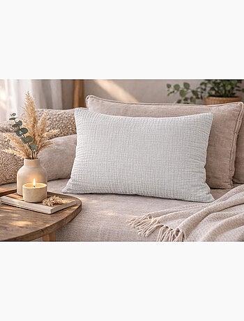Coussin en gaze de coton - gris - 30x50 / gris