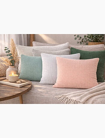 Coussin en gaze de coton - gris - 30x50 / gris
