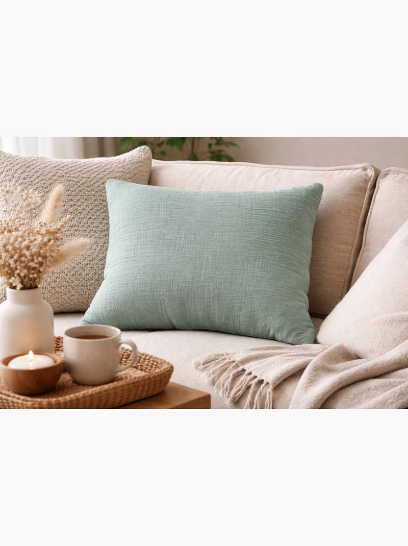 Coussin en gaze de coton - vert amande - 30x50 / vert amande Vert clair - Kiabi