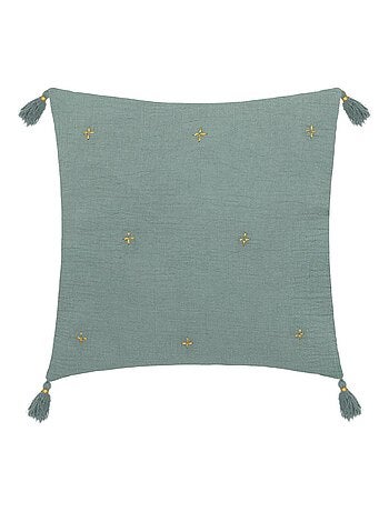 Coussin en gaze de coton brodé