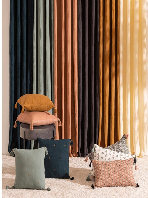 Coussin en gaze de coton brodé - Kiabi