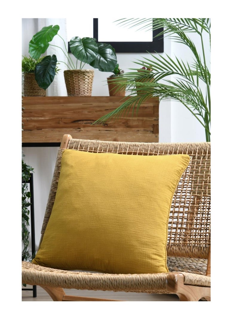 Coussin en gaze de coton Pop colors Moutarde - Kiabi