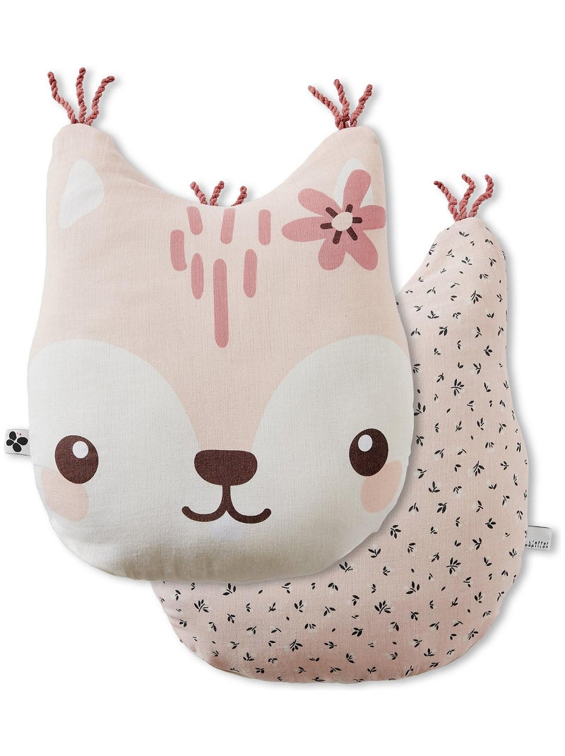 Coussin en gaze de coton Tamia l ecureuil Rose - Kiabi