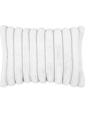 Coussin en imitation fourrure ultra douce à bandes