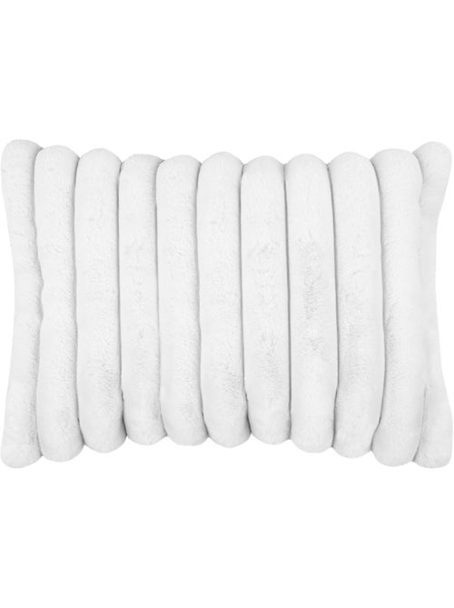 Coussin en imitation fourrure ultra douce à bandes - Kiabi