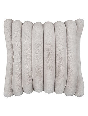 Coussin en imitation fourrure ultra douce à bandes