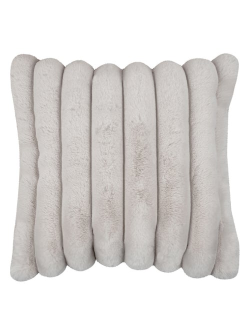 Coussin en imitation fourrure ultra douce à bandes - Kiabi