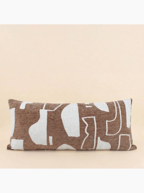 Coussin en jacquard chenille motifs ethniques marrons 30x70cm - Kiabi