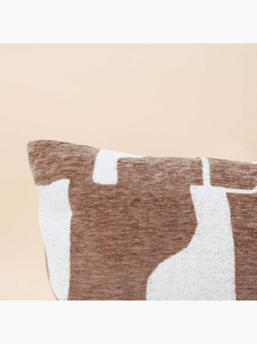 Coussin en jacquard chenille motifs ethniques marrons 30x70cm - Kiabi