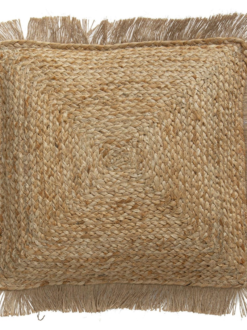 Coussin en jute à franges 'Deko&co' Beige foncé - Kiabi