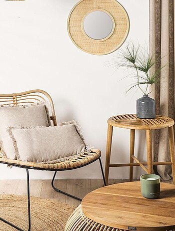 Coussin en lin, bords effilés 'Deko&co'