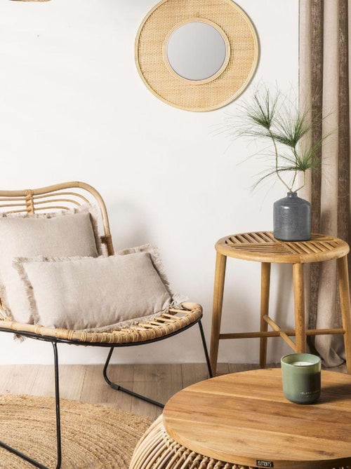 Coussin en lin, bords effilés 'Deko&co' - Kiabi