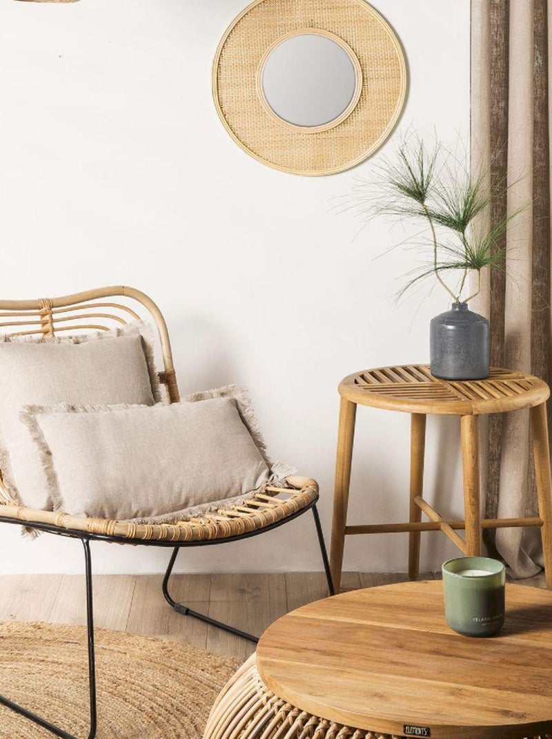 Coussin en lin, bords effilés 'Deko&co' Grège - Kiabi