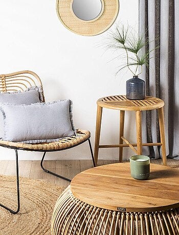 Coussin en lin, bords effilés 'Deko&co'