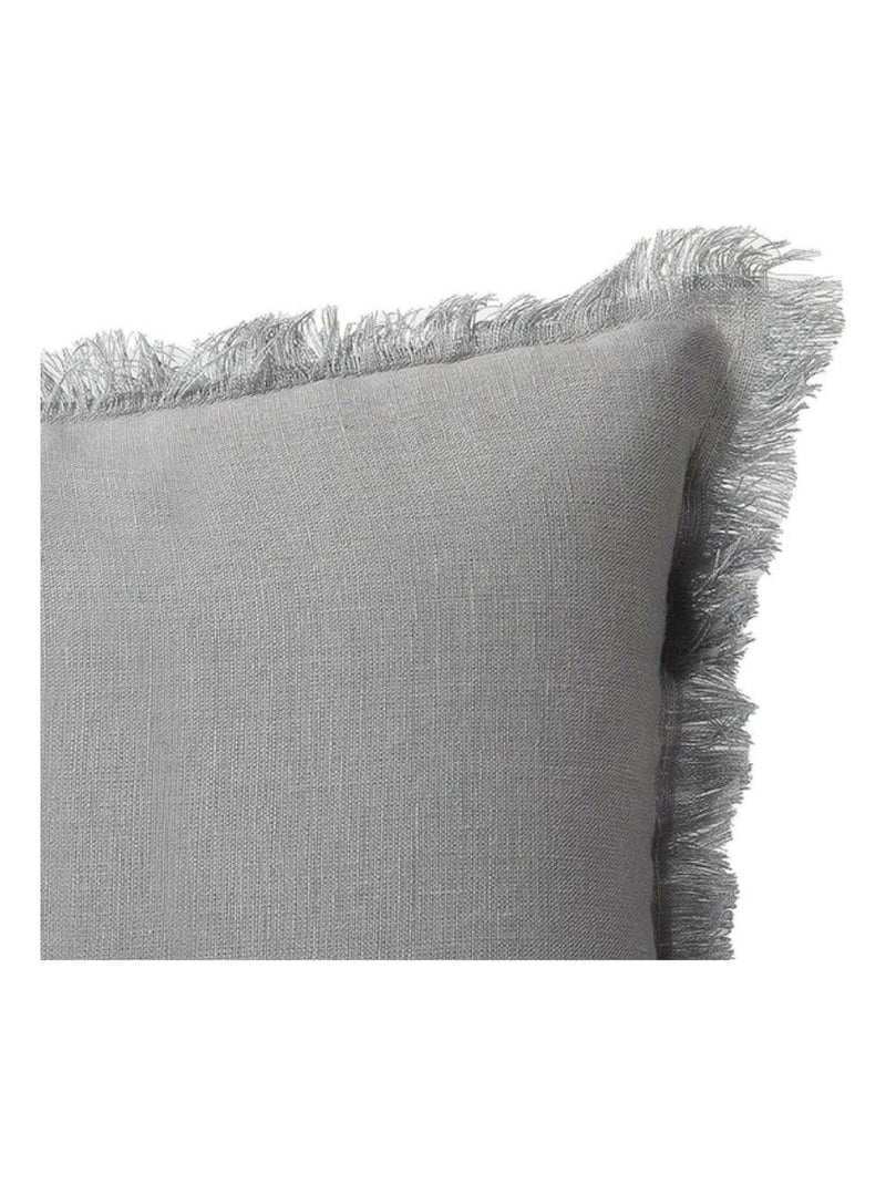 Coussin en lin, bords effilés 'Deko&co' Gris clair - Kiabi