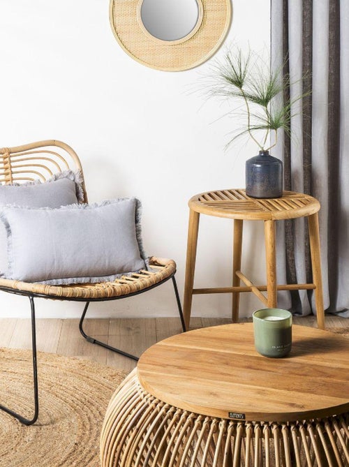 Coussin en lin, bords effilés 'Deko&co' - Kiabi