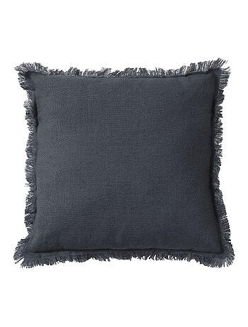 Coussin en lin, bords effilés 'Deko&co'