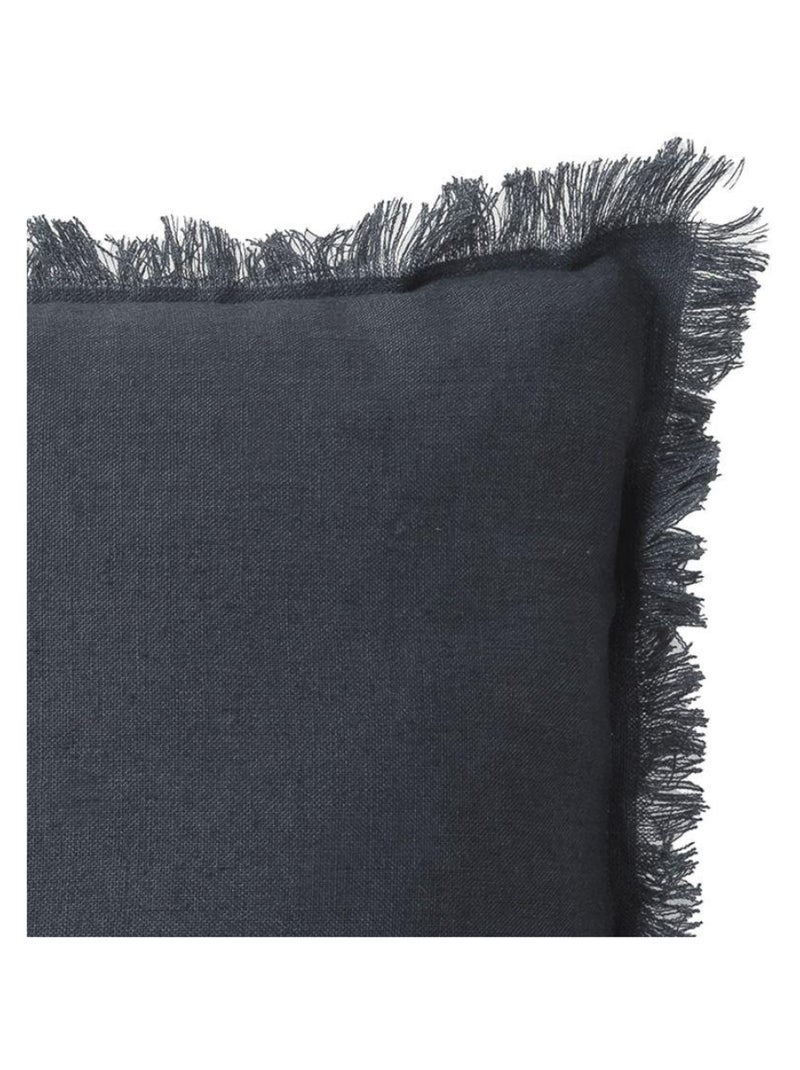 Coussin en lin, bords effilés 'Deko&co' Gris foncé - Kiabi