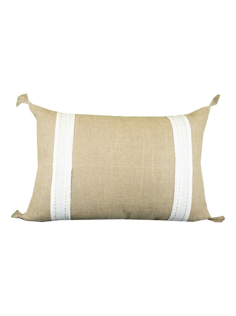 Coussin en lin et coton déhoussable Blanc - Kiabi
