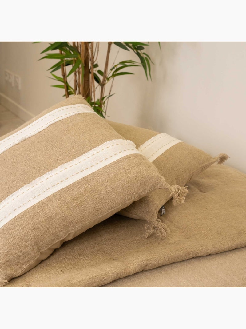 Coussin en lin et coton déhoussable Blanc - Kiabi