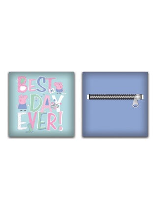 Coussin en Peluche avec poche Peppa Pig - Best Day Ever ! - Bleu 35x35 cm