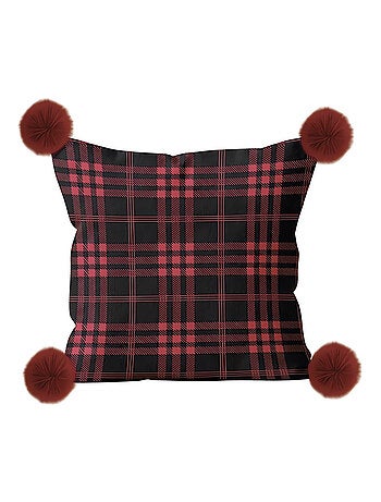 Coussin en polaire microfibre 45x45 cm CARREAUX TARTAN, par Soleil d'ocre