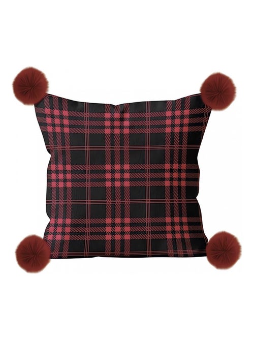Coussin en polaire microfibre 45x45 cm CARREAUX TARTAN, par Soleil d'ocre - Kiabi