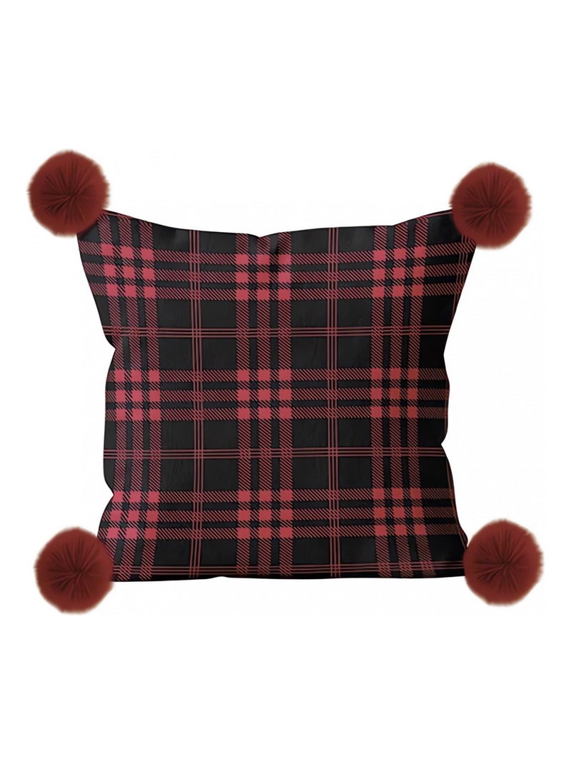 Coussin en polaire microfibre 45x45 cm CARREAUX TARTAN, par Soleil d'ocre Rouge - Kiabi