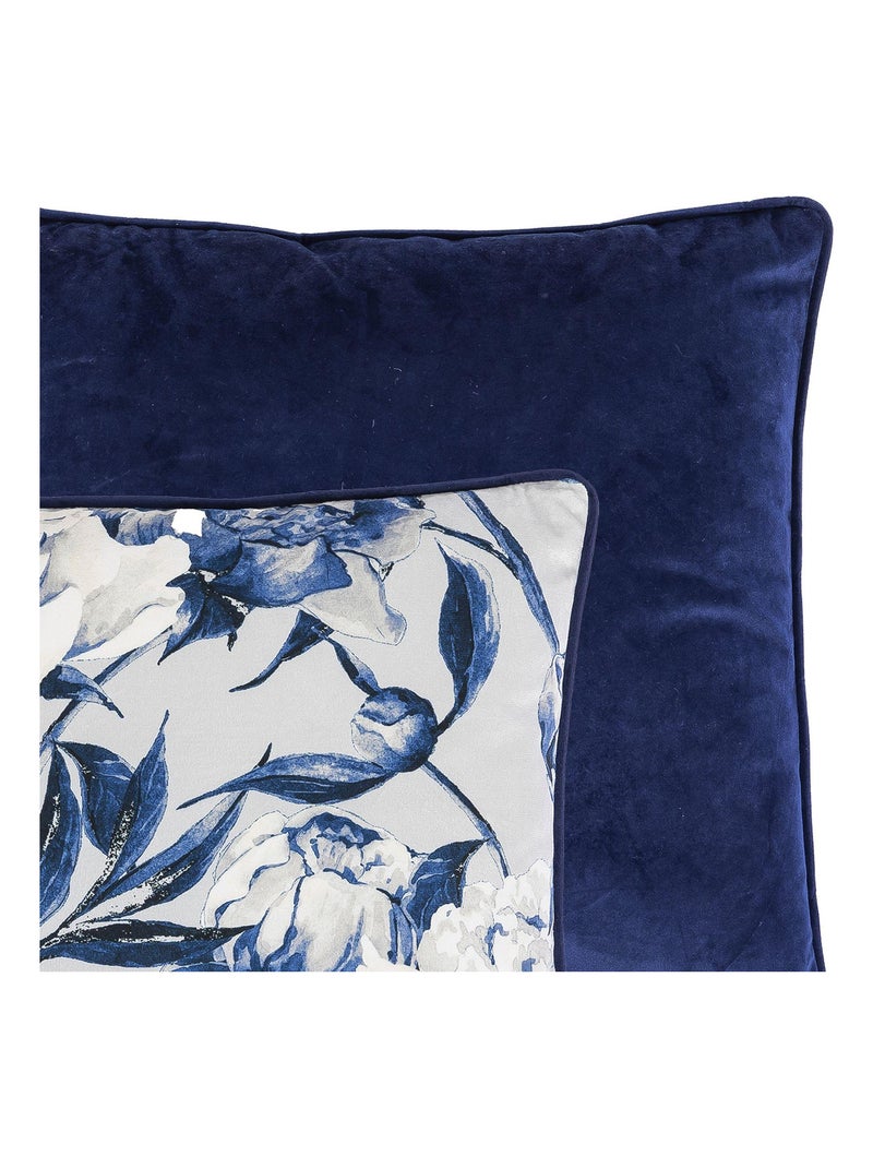 Coussin en polyester Fleur 'Deko&co' Blanc Bleu - Kiabi