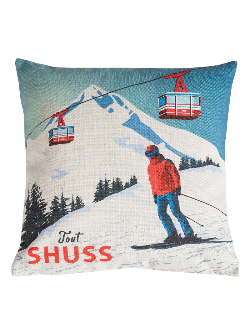 Coussin en polylin imprimé 'Deko&co' Blanc Beige Gris - Kiabi