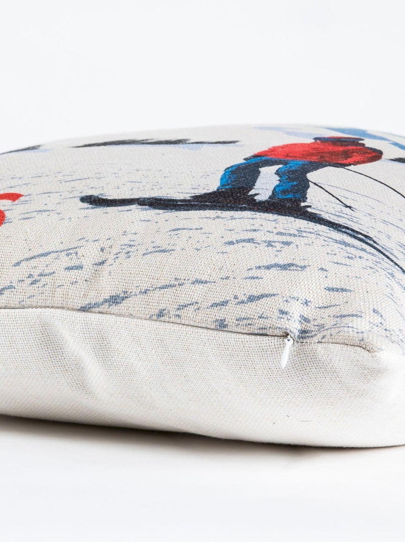 Coussin en polylin imprimé 'Deko&co' Blanc Beige Gris - Kiabi