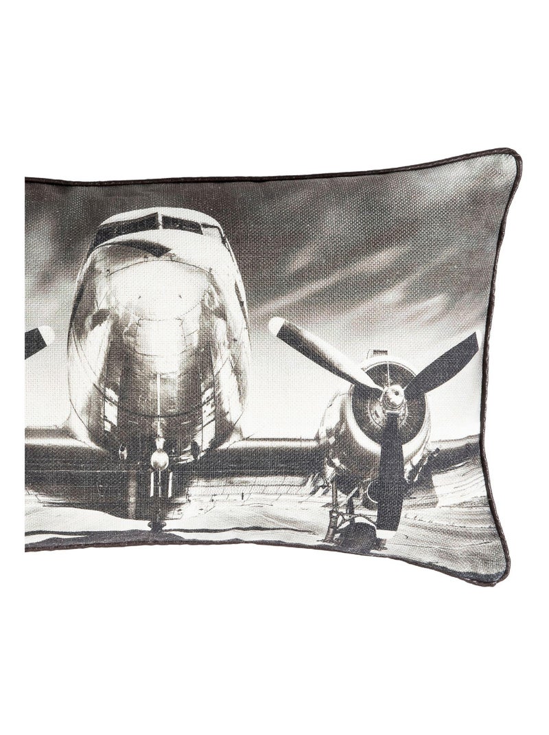 Coussin en polylin imprimé 'Deko&co' Blanc Gris Noir - Kiabi