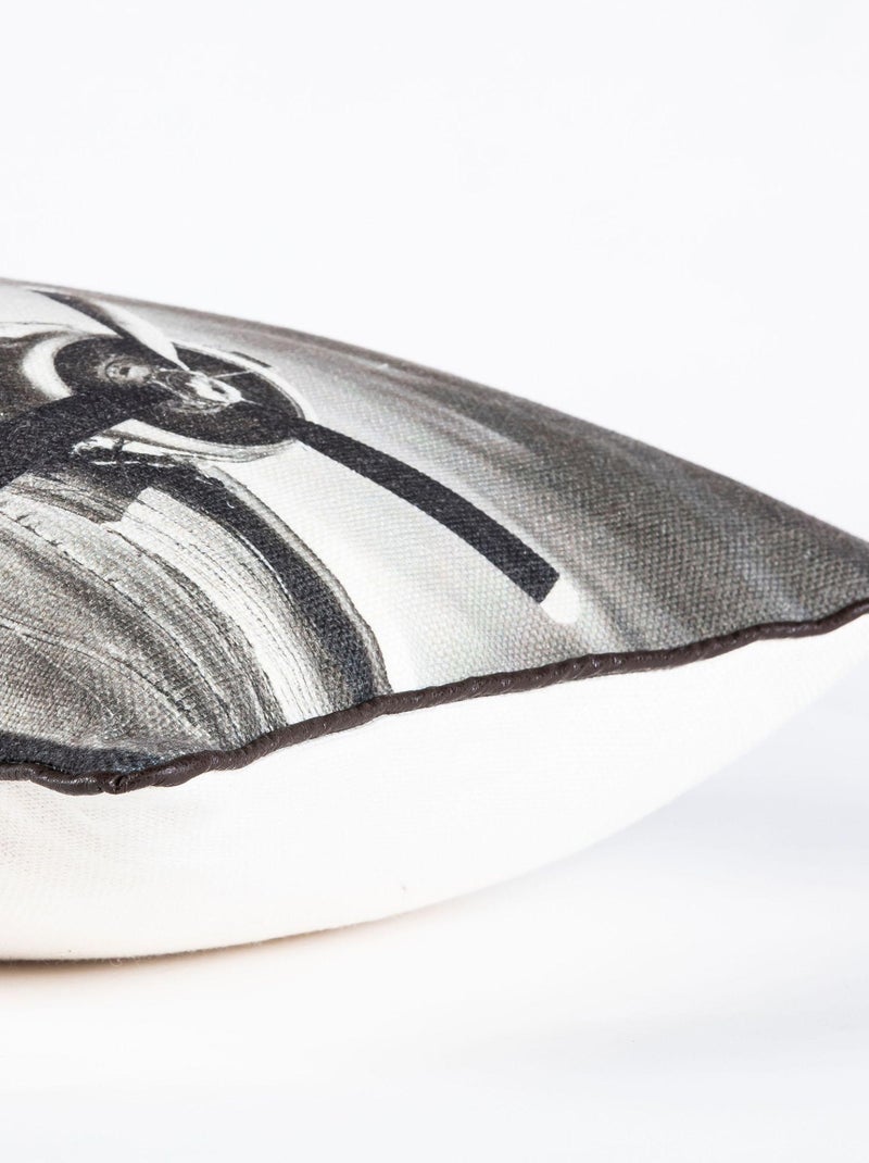 Coussin en polylin imprimé 'Deko&co' Blanc Gris Noir - Kiabi