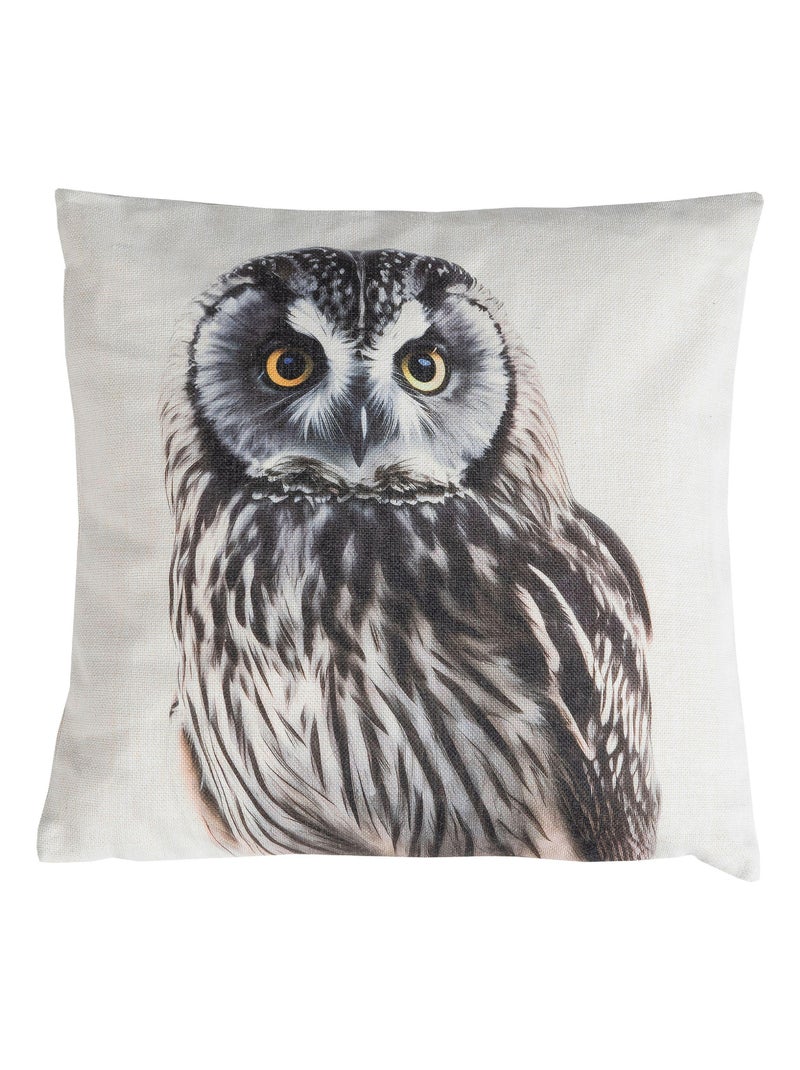 Coussin en polylin imprimé 'Deko&co' Blanc Marron - Kiabi