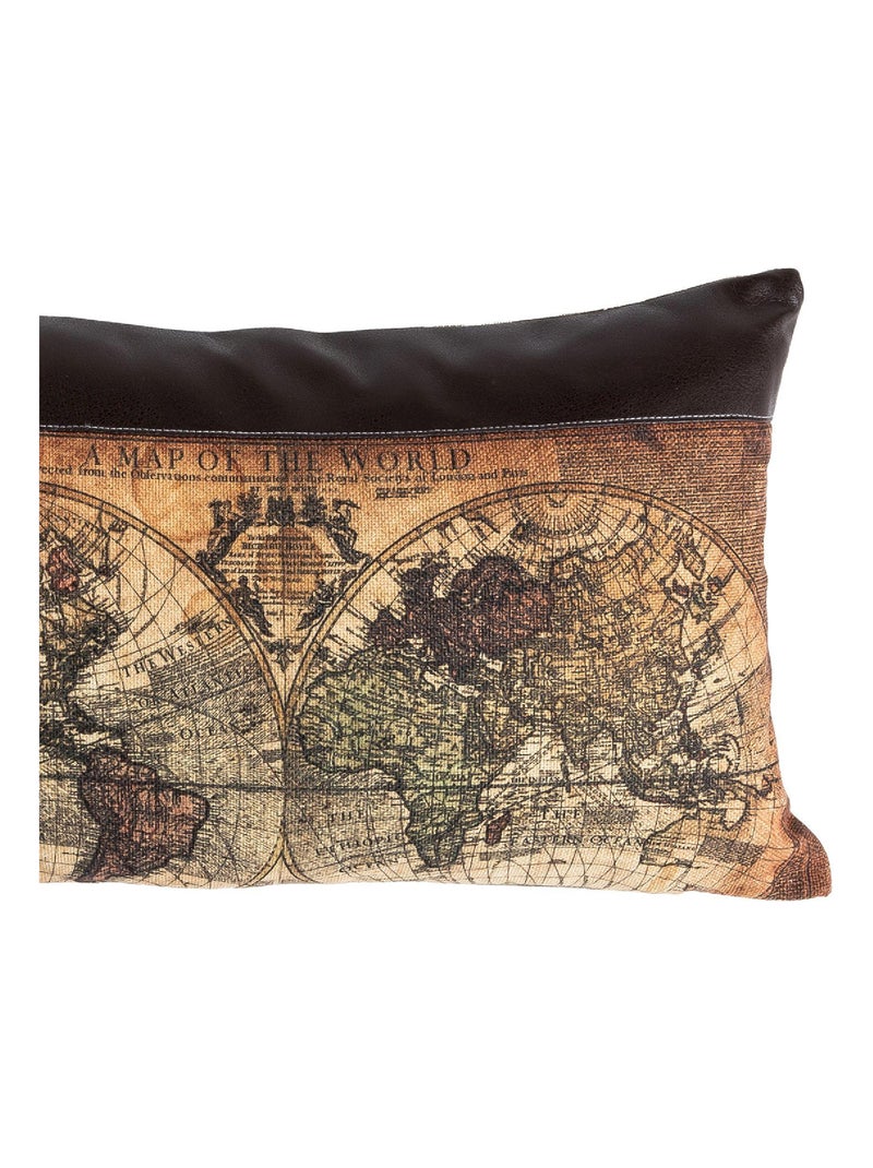 Coussin en polylin imprimé 'Deko&co' Blanc Marron Noir - Kiabi