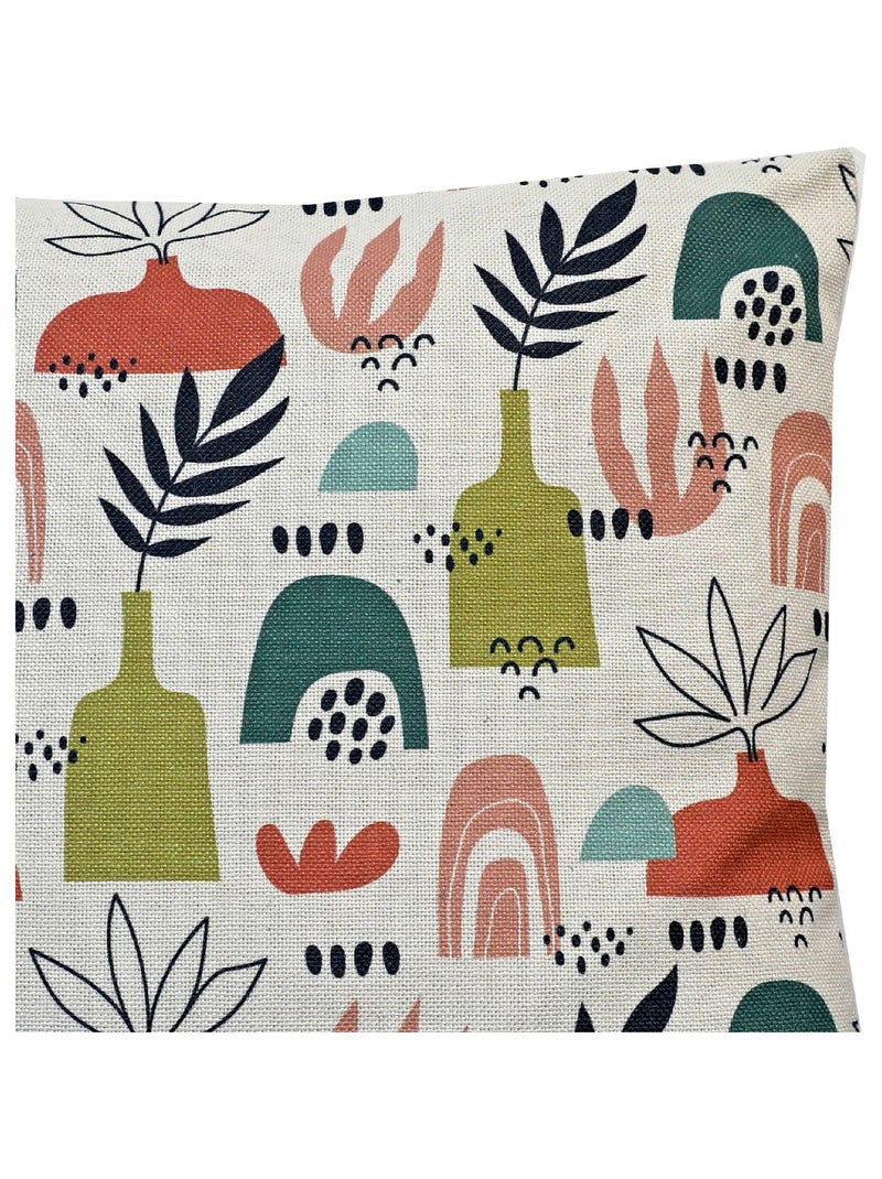 Coussin en polylin imprimé 'Deko&co' Blanc Multicolore - Kiabi