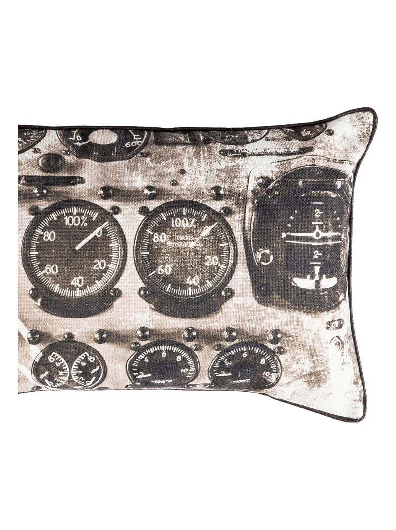 Coussin en polylin imprimé 'Deko&co' Blanc Noir - Kiabi