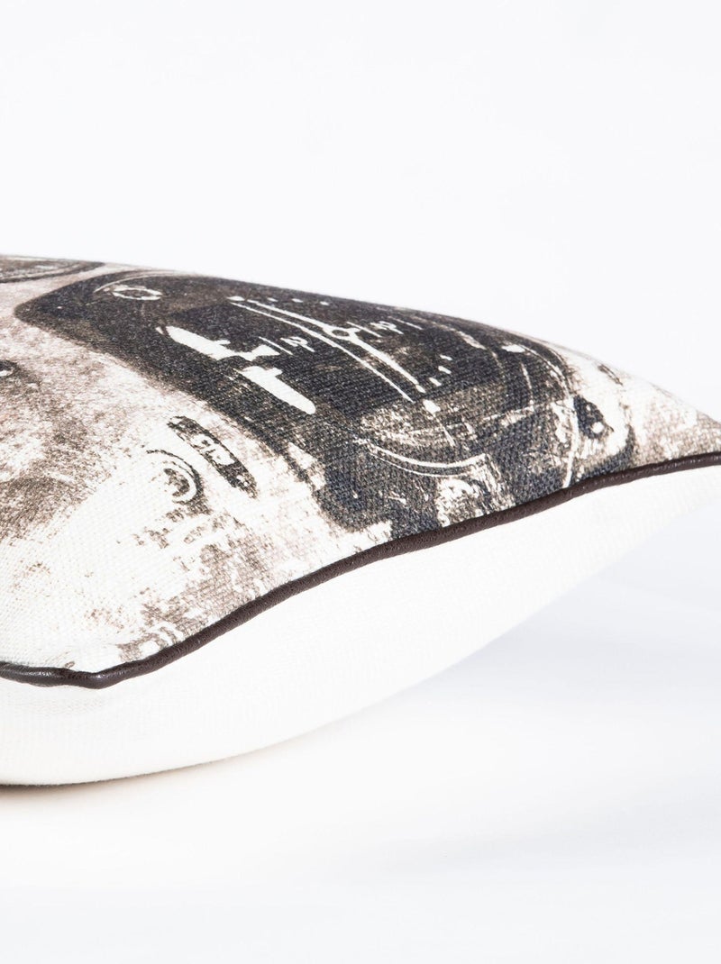 Coussin en polylin imprimé 'Deko&co' Blanc Noir - Kiabi