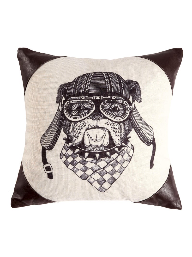 Coussin en polylin imprimé 'Deko&co' Blanc Noir - Kiabi