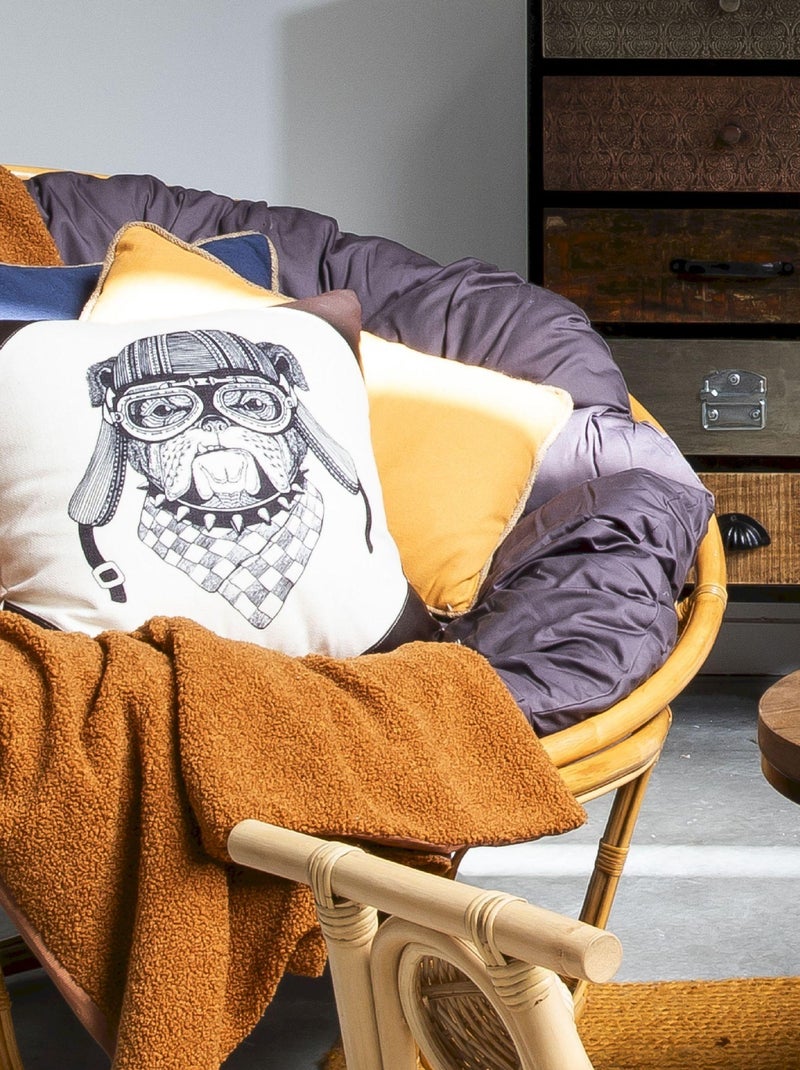 Coussin en polylin imprimé 'Deko&co' Blanc Noir - Kiabi