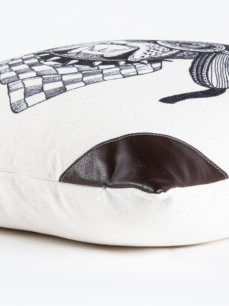 Coussin en polylin imprimé 'Deko&co' Blanc Noir - Kiabi