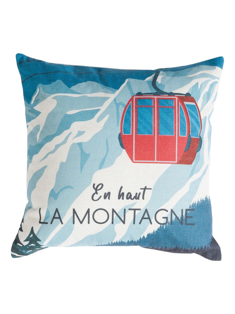 Coussin en polylin imprimé 'Deko&co' Blanc Rouge Bleu - Kiabi