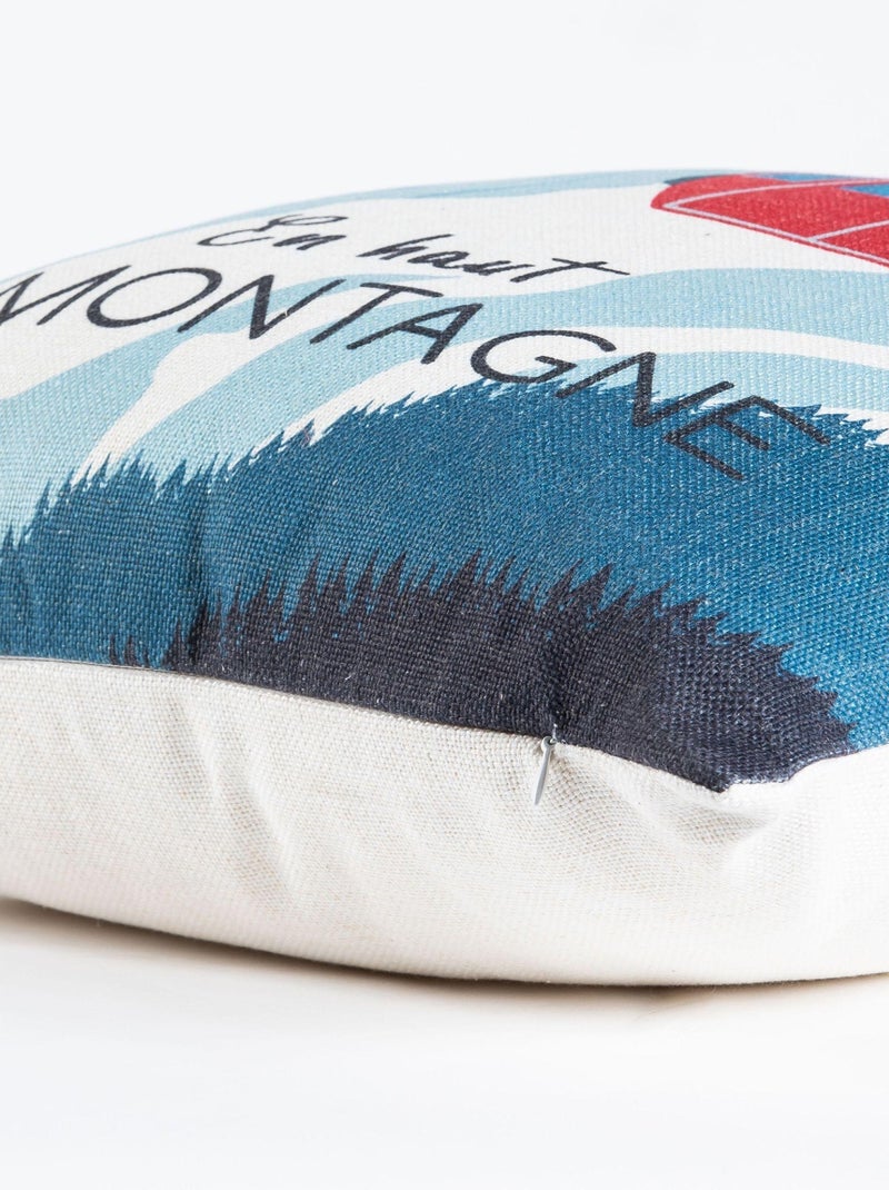Coussin en polylin imprimé 'Deko&co' Blanc Rouge Bleu - Kiabi