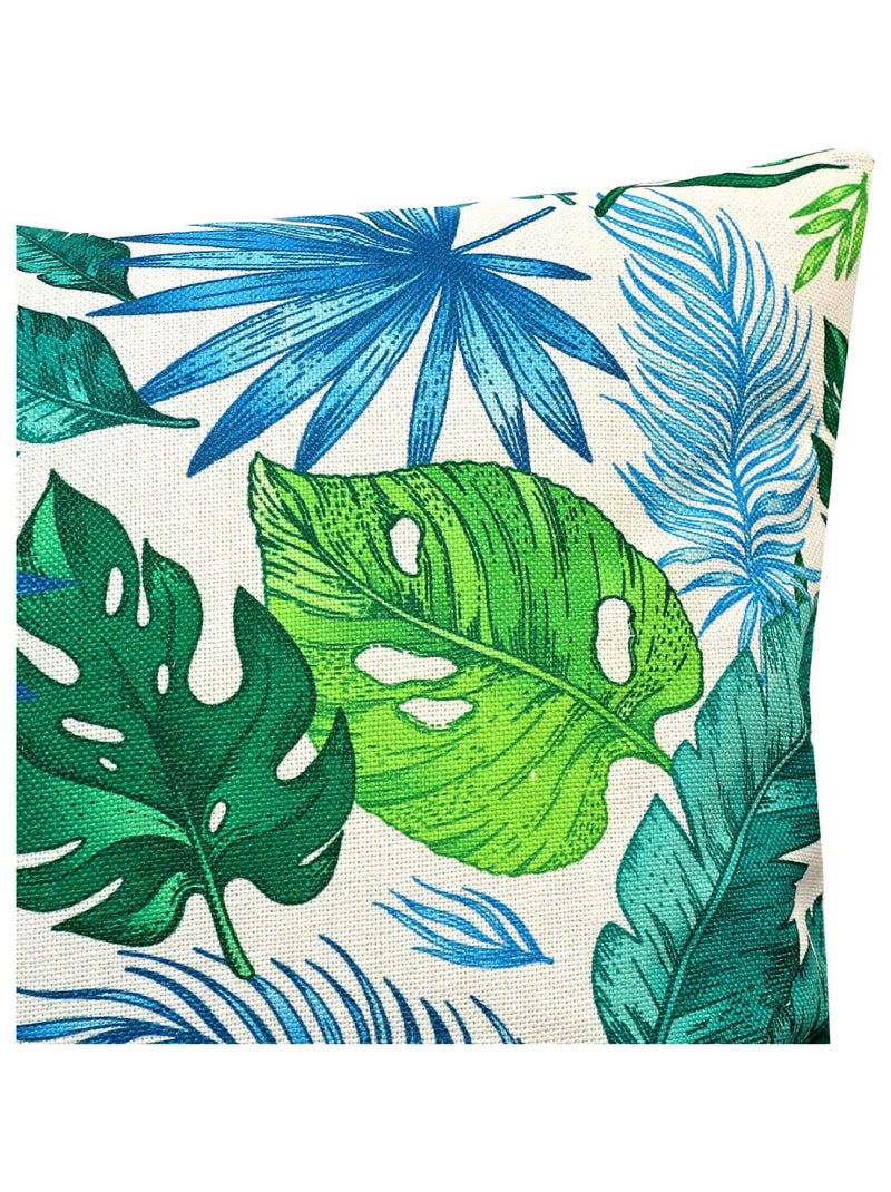 Coussin en polylin imprimé 'Deko&co' Blanc Vert Bleu - Kiabi
