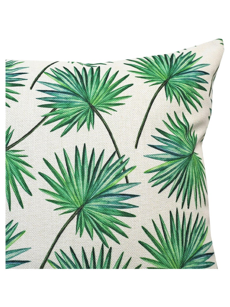 Coussin en polylin imprimé 'Deko&co' Blanc Vert - Kiabi